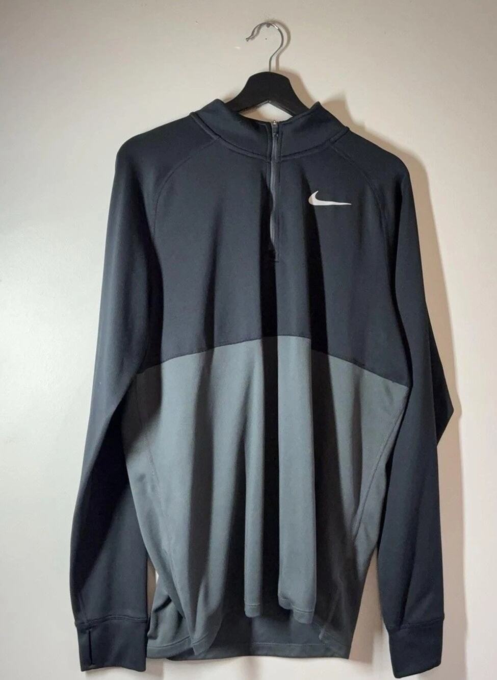 Nike Dri-FIT 1/4 Zip Shirt Mens XL Black Colorblock Running Pullover Athletic